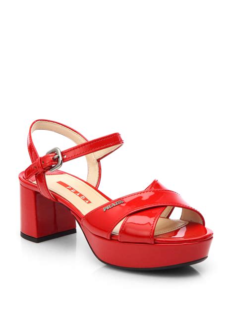 prada red strappy heels|prada platform sandals.